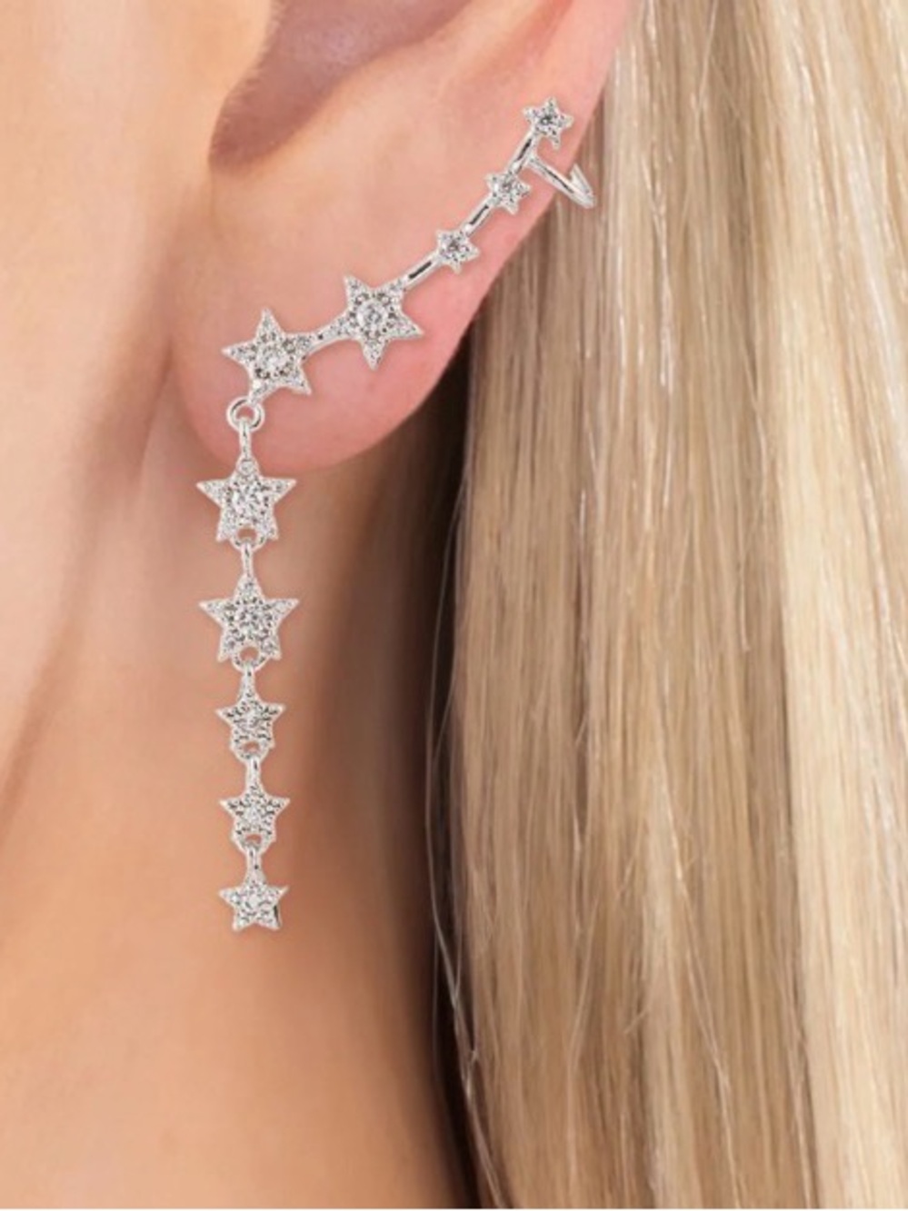 Eye Candy  Star Ear Climber Earrings with CZ Stones - Picture 5 of 5